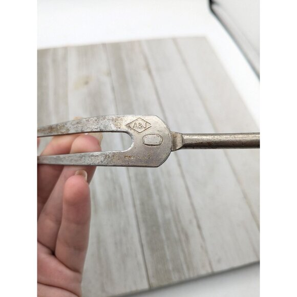 Vintage A&J Solid Meat Utility Fork #1 Wood Handle 12 3/4" - Picture 7 of 8